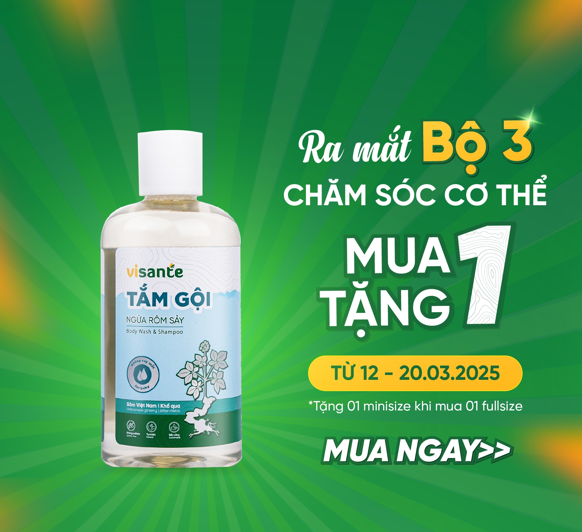 Tắm gội ngừa rôm sảy dành cho trẻ em - 250 ml